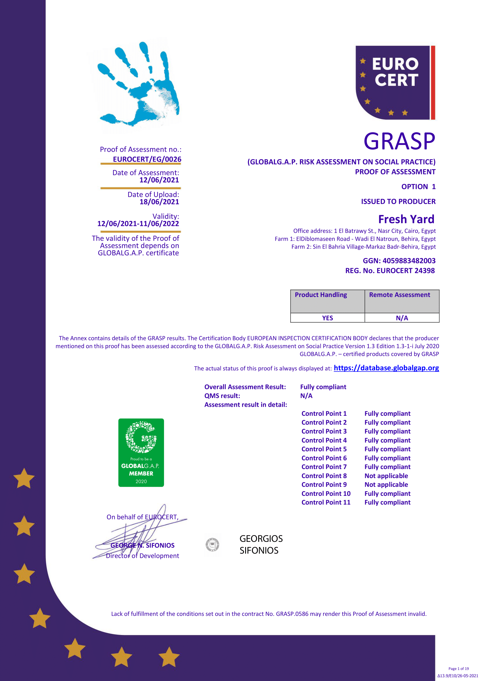 Fresh Yard Quality Certificates GRASP